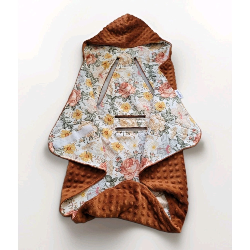 Nuva Vintage Garden Floral Car Seat Blanket Hooded Travel Swaddle for Newborns